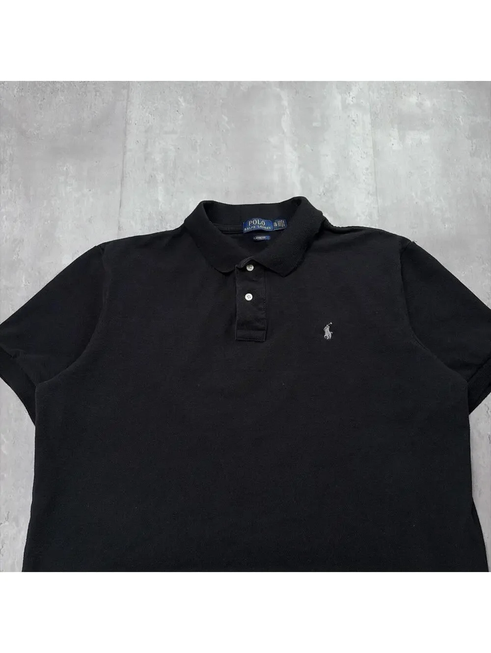 Y2K Black Polo Ralph Lauren Grunge Skater Polo Shirt